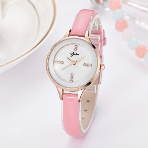 OEM diamond genuine leather waterproof Quartz lady wrist watch