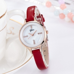 OEM diamond genuine leather waterproof Quartz lady wrist watch