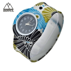 slap watch within anmial shape colorful  pattern watch silicon material watch alloy case