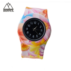 slap watch within anmial shape colorful  pattern watch silicon material watch alloy case