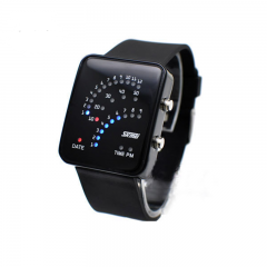 LED watch silicon material suqare shape digital display different color watch