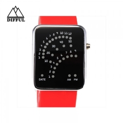 LED watch silicon material suqare shape digital display different color watch