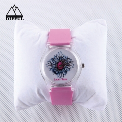 silicon material strap siliocn watch with digital display circle dial face in different color specilal design pattern