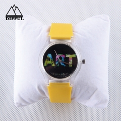 silicon material strap siliocn watch with digital display circle dial face in different color specilal design pattern