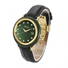 Custom OEM genuine leather mechanical jade watch