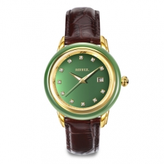 OEM Original swiss  Mechanical Movement genuine leather  Jade Watch