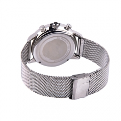 OEM luxury silver leather waterproof man stainless steel wrist watch