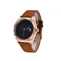 Fashion Ip rose gold  genuine leather Quartz wrist watch