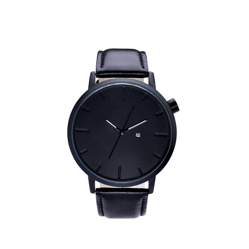 black dial genuine leather luxury man wrist watch